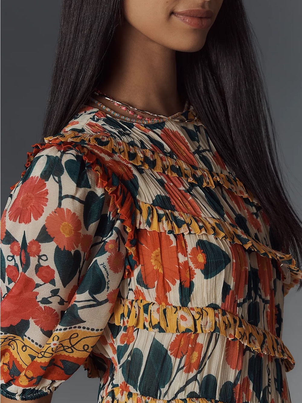 Farm Rio x Anthropologie Puff-Sleeve Fitted Mini Dress XXL